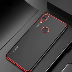 Xiaomi Redmi Note 7 Kılıf Zore Dört Köşeli Lazer Silikon Kapak Kırmızı