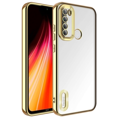 Xiaomi Redmi Note 8 Case Camera Protected Zore Omega Cover with Showing Logo Gold