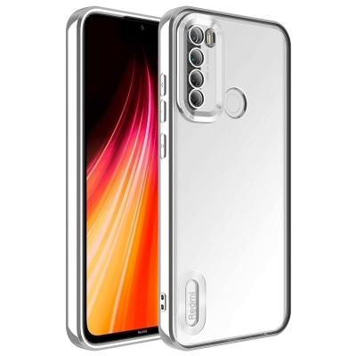 Xiaomi Redmi Note 8 Case Camera Protected Zore Omega Cover with Showing Logo Silver