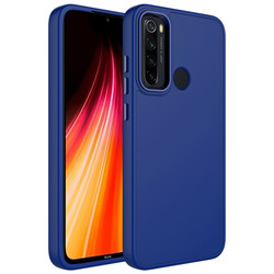 Xiaomi Redmi Note 8 Case Metal Frame and Button Design Silicone Zore Luna Cover Navy blue