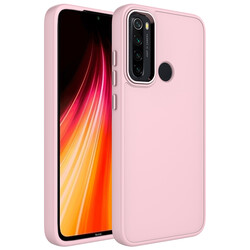 Xiaomi Redmi Note 8 Case Metal Frame and Button Design Silicone Zore Luna Cover Pink