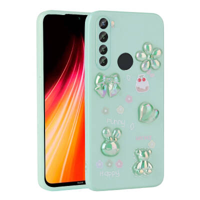 Xiaomi Redmi Note 8 Case Relief Figured Shiny Zore Toys Silicone Cover Açık Yeşil