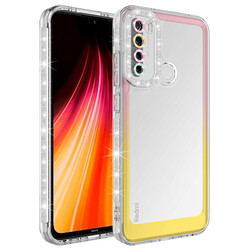 Xiaomi Redmi Note 8 Case Silvery and Color Transition Design Lens Protected Zore Park Cover Pembe-Sarı