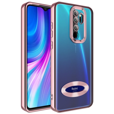 Xiaomi Redmi Note 8 Pro Case Camera Protected Zore Omega Cover with Showing Logo Rose Gold