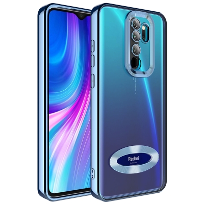 Xiaomi Redmi Note 8 Pro Case Camera Protected Zore Omega Cover with Showing Logo Sierra Mavi