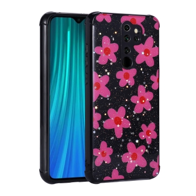 Xiaomi Redmi Note 8 Pro Case Glittery Patterned Camera Protected Shiny Zore Popy Cover Çiçek