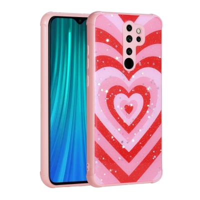 Xiaomi Redmi Note 8 Pro Case Glittery Patterned Camera Protected Shiny Zore Popy Cover Kalp