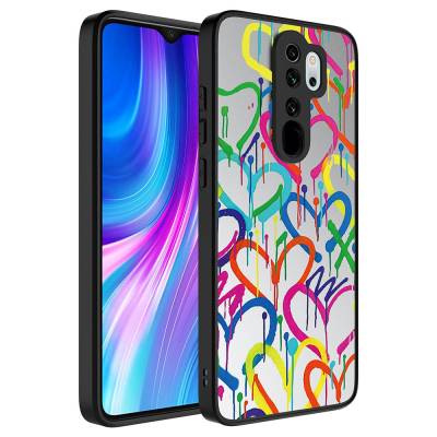 Xiaomi Redmi Note 8 Pro Case Mirror Patterned Camera Protection Glossy Zore Mirror Cover Kalp