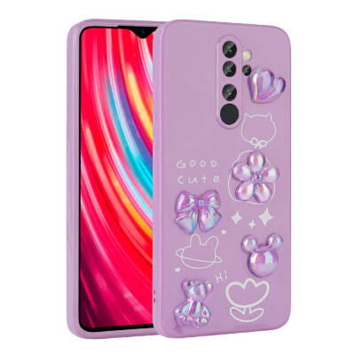 Xiaomi Redmi Note 8 Pro Case Relief Figured Shiny Zore Toys Silicone Cover Purple