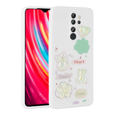 Xiaomi Redmi Note 8 Pro Case Relief Figured Shiny Zore Toys Silicone Cover White