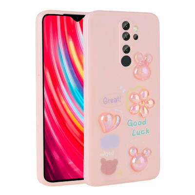 Xiaomi Redmi Note 8 Pro Case Relief Figured Shiny Zore Toys Silicone Cover Pink