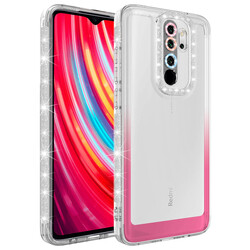 Xiaomi Redmi Note 8 Pro Case Silvery and Color Transition Design Lens Protected Zore Park Cover Beyaz-Pembe