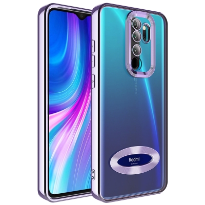 Xiaomi Redmi Note 8 Pro Kılıf Kamera Korumalı Logo Gösteren Zore Omega Kapak Lila