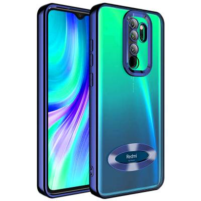 Xiaomi Redmi Note 8 Pro Kılıf Kamera Korumalı Logo Gösteren Zore Omega Kapak Lacivert