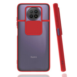 Xiaomi Redmi Note 9 5G Kılıf Zore Lensi Kapak Kırmızı