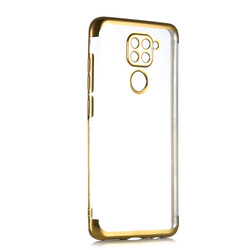 Xiaomi Redmi Note 9 Case Zore Dört Köşeli Lazer Silicon Cover Gold