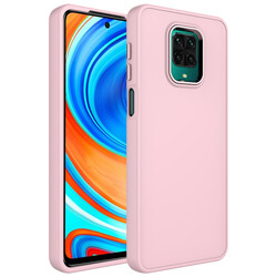 Xiaomi Redmi Note 9 Pro Case Metal Frame and Button Design Silicone Zore Luna Cover Pink