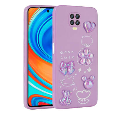 Xiaomi Redmi Note 9 Pro Case Relief Figured Shiny Zore Toys Silicone Cover Purple