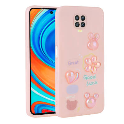 Xiaomi Redmi Note 9 Pro Case Relief Figured Shiny Zore Toys Silicone Cover Pink