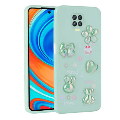 Xiaomi Redmi Note 9 Pro Case Relief Figured Shiny Zore Toys Silicone Cover Açık Yeşil