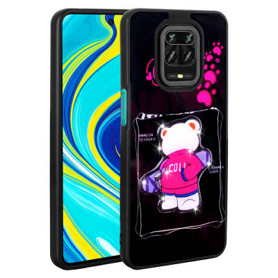 Xiaomi Redmi Note 9 Pro Case Shining Embossed Zore Amas Silicone Cover with Iconic Figure Black