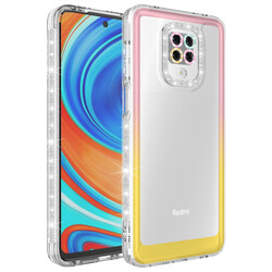 Xiaomi Redmi Note 9 Pro Case Silvery and Color Transition Design Lens Protected Zore Park Cover Pembe-Sarı