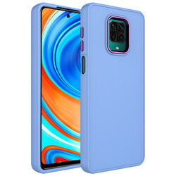 Xiaomi Redmi Note 9 Pro Kılıf Metal Çerçeve ve Buton Tasarımlı Silikon Zore Luna Kapak Lila