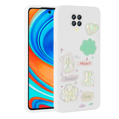 Xiaomi Redmi Note 9S Case Relief Figured Shiny Zore Toys Silicone Cover White