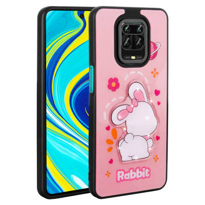 Xiaomi Redmi Note 9S Case Shining Embossed Zore Amas Silicone Cover with Iconic Figure Pink