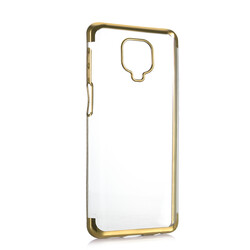 Xiaomi Redmi Note 9S Case Zore Dört Köşeli Lazer Silicon Cover Gold