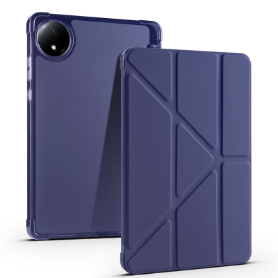 Xiaomi Redmi Pad SE 8.7 Case Zore Tri Folding Stand Case with Pen Compartment Navy blue