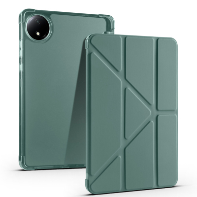 Xiaomi Redmi Pad SE 8.7 Case Zore Tri Folding Stand Case with Pen Compartment Dark Green