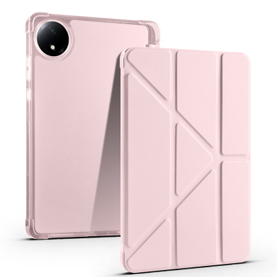 Xiaomi Redmi Pad SE 8.7 Case Zore Tri Folding Stand Case with Pen Compartment Rose Gold