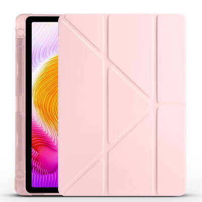 Xiaomi Redmi Pad SE Case Zore Tri Folding Stand Case with Pen Compartment Rose Gold