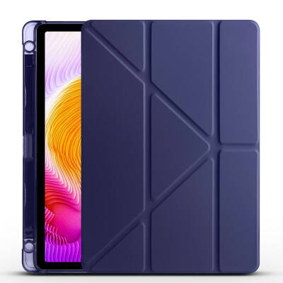 Xiaomi Redmi Pad SE Kılıf Zore Tri Folding Kalem Bölmeli Standlı Kılıf Lacivert