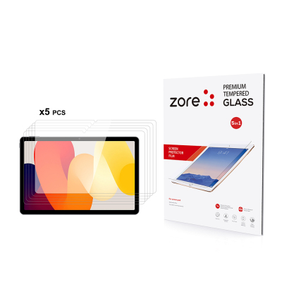 Xiaomi Redmi Pad SE Zore 5-in-1 Tablet Tempered Glass Screen Protector Şeffaf