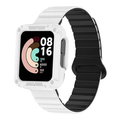 Xiaomi Redmi Watch 1 Silicone Band Zore KRD-105 Strap Beyaz-Siyah