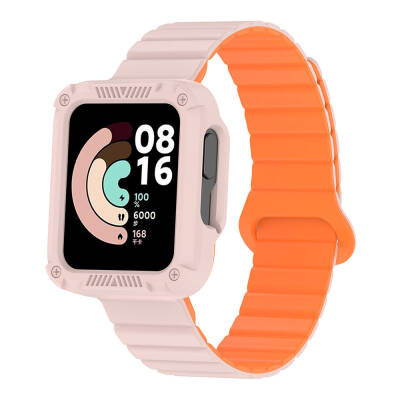 Xiaomi Redmi Watch 1 Silicone Band Zore KRD-105 Strap Pembe-Turuncu