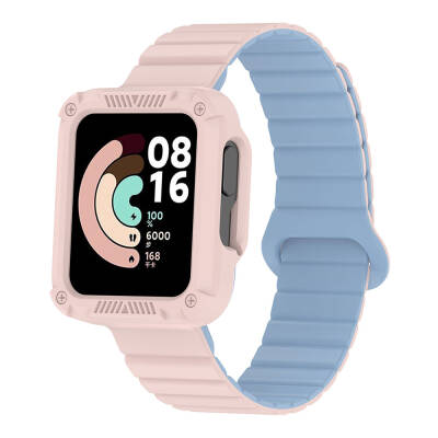 Xiaomi Redmi Watch 1 Silicone Band Zore KRD-105 Strap Pembe-Mavi