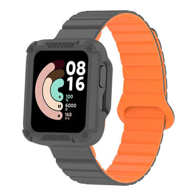 Xiaomi Redmi Watch 1 Silicone Band Zore KRD-105 Strap Gri-Turuncu