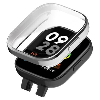 Xiaomi Redmi Watch 3 360 Derece Korumalı Kasa ve Ekran Koruyucu Zore Watch Gard 30 Gümüş