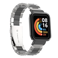 Xiaomi Redmi Watch (Mi Watch Lite) Zore KRD-60 Metal Cord Gümüş-Siyah