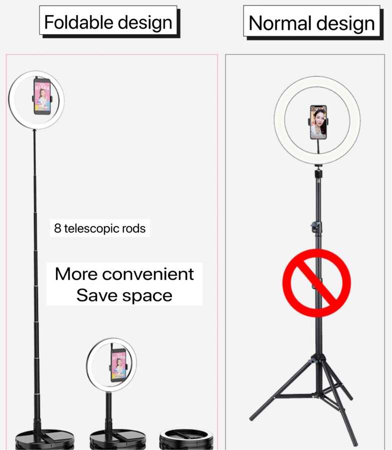 Zore 26 Cm Foldable Işıklı Telefon Tutucu Ring Light - 2