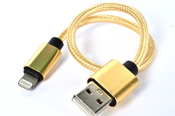 Zore 30 Cm Rope Lightning Usb Cable Gold