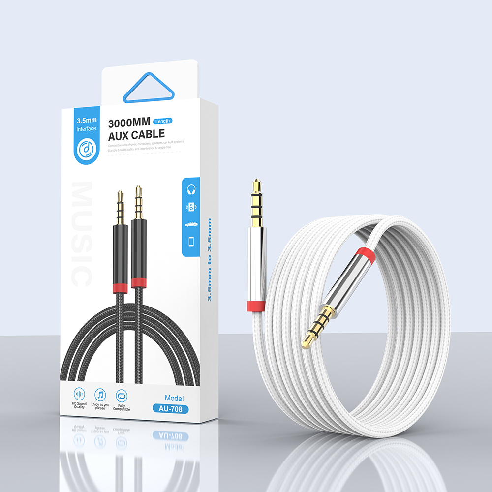 Zore AU-708 Örgü Tasarımlı Aux Audio Kablo 3.5mm 3m - 5
