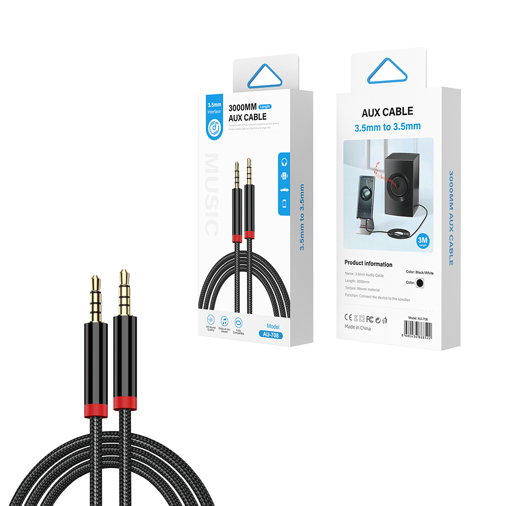 Zore AU-708 Örgü Tasarımlı Aux Audio Kablo 3.5mm 3m - 6