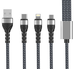 Zore Bax 3 in 1 Usb Cable 1.2M Black