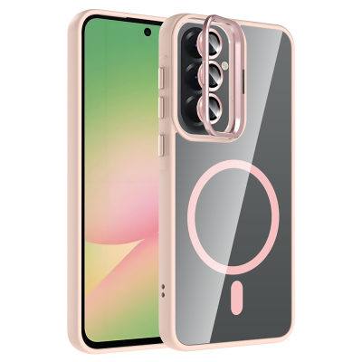 Zore Etro Case for Galaxy A57 with Stand and Free Camera Lens Pink