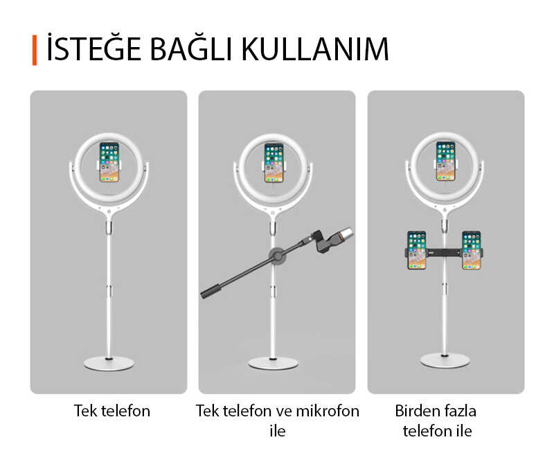 Zore F-539A Işıklı Telefon Tutucu Ring Light - 9