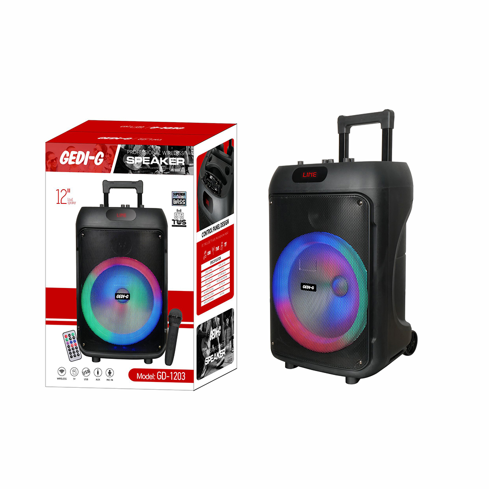 Zore GD-1203 Dijital LED Göstergeli FM Radyolu Mikrofonlu RGB TWS 12 inç Stereo Bass Kablosuz Karaoke Hoparlör - 8